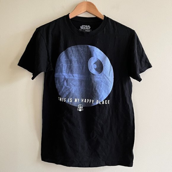 Star Wars Mens T-Shirt Top This is My Happy Place Death Star Short Sleeve Size S - Picture 2 of 5